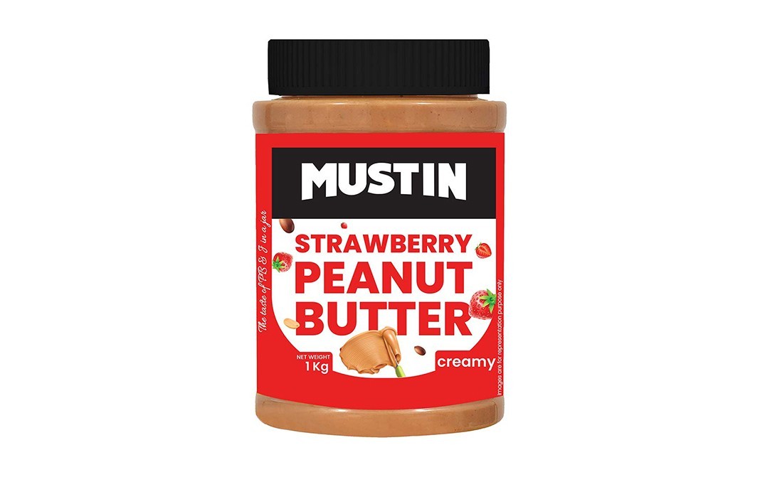 Mustin Strawberry Peanut Butter Creamy   Plastic Jar  1 kilogram